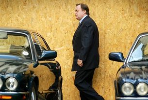 John Prescott and his two Jaguar cars