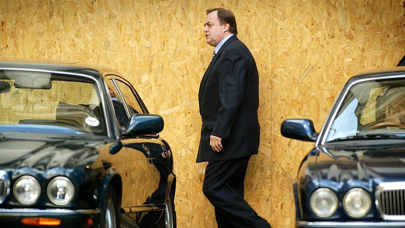 John Prescott and his two Jaguar cars